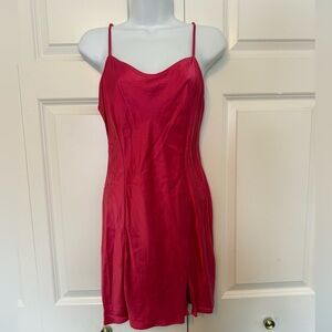 Victoria’s Secret Pink Label 100% Silk Spaghetti Strap Slip Dress MEDIUM Slit